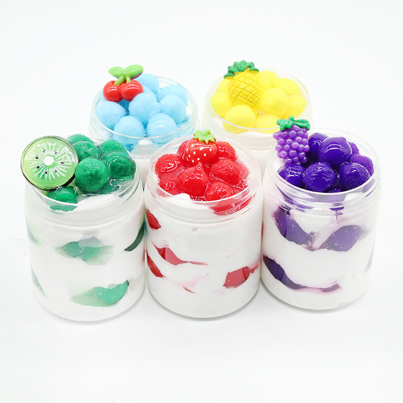 Ice Cream Crystal Non-sticky Kids Slime Toy Super Soft Fruit Slime Fluffy Cloud Slime Pressure Release Toy