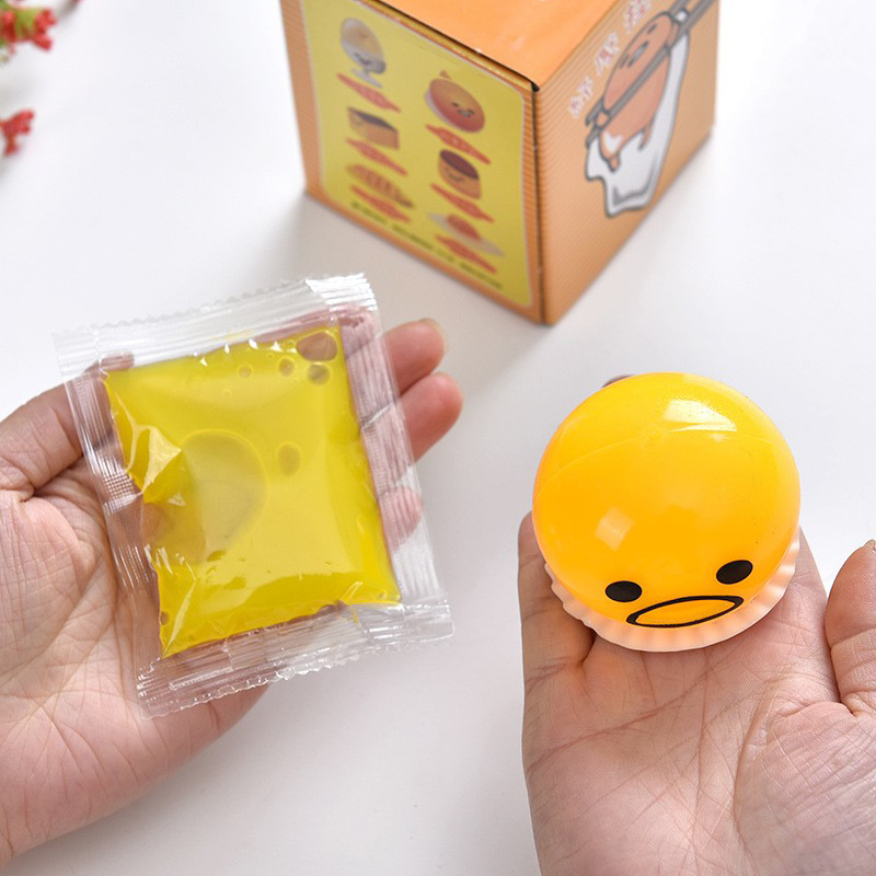 Hot Sales Cute Yellow Spoof Funny Toys Squeeze Squishy Sticky Anti Stress Funny Vomiting Egg Yolk